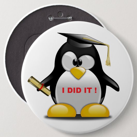 "ICH HABE ES GEMACHT" ABSCHLUSS PENGUIN BUTTON (Vorne & Hinten)