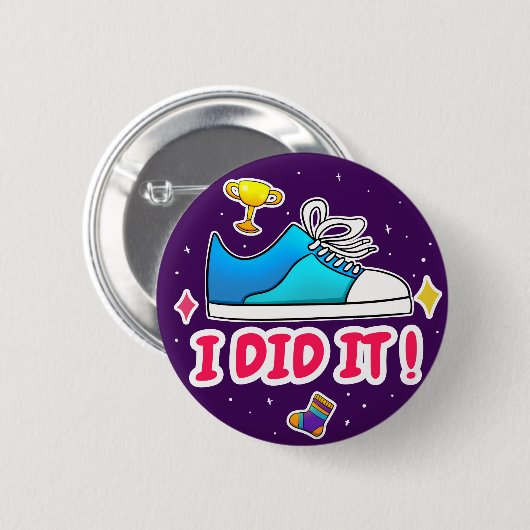 Ich habe es getan - 2 1/4" Abzeichen, Lila Button (Vorne & Hinten)