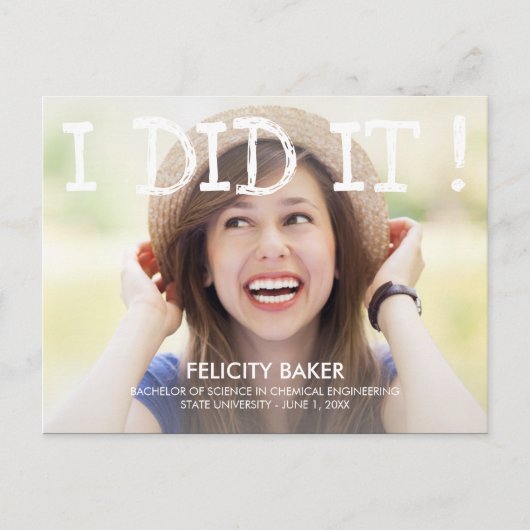 Ich habe es getan! Ankündigung des Abschlusses - W (Vorderseite)