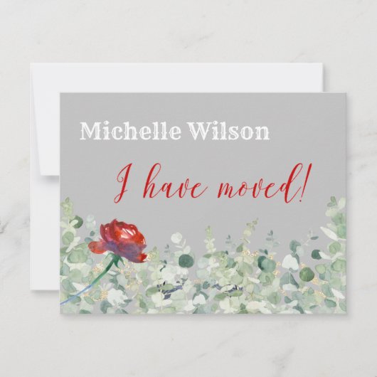 Ich habe Eukalyptus-eleganten Haushalt verschoben Ankündigung (Vorderseite)