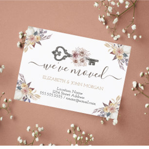 Ich habe Floral Key Neue Adressankündigung verscho Ankündigungspostkarte