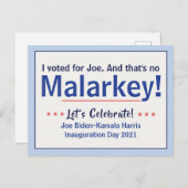 Ich habe für Joe gestimmt, das ist kein Malarkey P Postkarte (Vorne/Hinten)