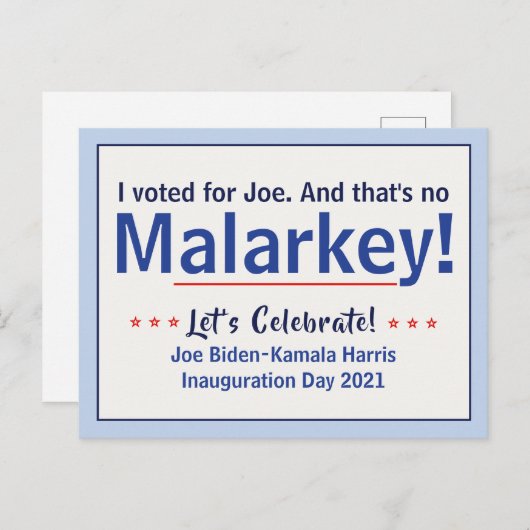 Ich habe für Joe gestimmt, das ist kein Malarkey P Postkarte (Vorne/Hinten)