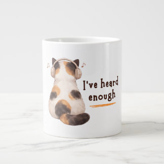 "Ich habe genug gehört" Katze mit Kopfhörern Jumbo-Tasse