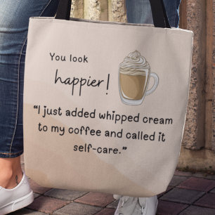 Ich habe gerade meinen Kaffee mit Sahne zugesetzt Tasche