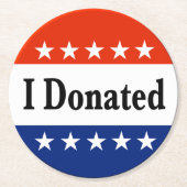 Ich habe gespendet runder pappuntersetzer (Vorderseite)