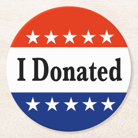 Ich habe gespendet runder pappuntersetzer (Vorderseite)