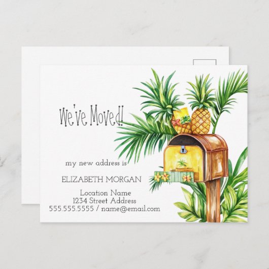 Ich habe gewechselt, Postfach Ananas neue Adresse Ankündigungspostkarte (Vorne/Hinten)