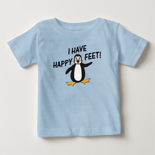 Ich habe glückliche Füßeniedlichen Penguin Baby T-shirt (Vorderseite)