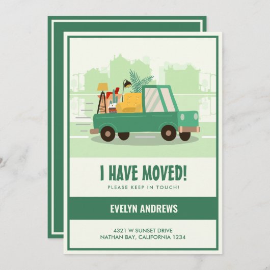 Ich habe grünes Auto auf der Straße bewegt Ankündigung (Vorne/Hinten)