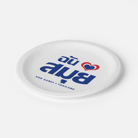 Ich habe Herz (Koh Samui Liebe Thailand) Pappteller (Schrägansicht)