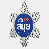 Ich habe Herz (Koh Samui Liebe Thailand) Schneeflocken Zinn-Ornament (Rechts)