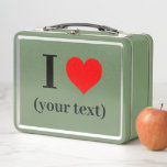 ICH HABE HERZEN! Metal Lunchbox - grün<br><div class="desc">Pack dein Mittagessen in diesem NEUEN! Metal Lunchbox - Green - Custom more Custom Products and Designs hier: zazzle.com/store/yourimageshere</div>