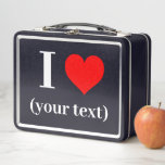 ICH HABE HERZEN! Metal Lunchbox - Schwarz<br><div class="desc">Pack dein Mittagessen in diesem NEUEN! Metal Lunchbox - Schwarz - Kundenspezifische,  kundenspezifische Produkte und Designs hier: zazzle.com/store/yourimageshere</div>