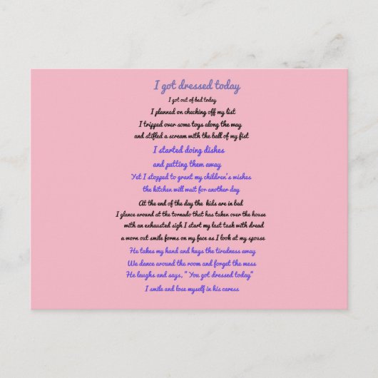 Ich habe heute Gedicht got Postkarte (Vorderseite)