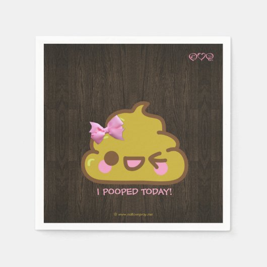 Ich habe heute Gekackt! Cutey Poo mit rosa Bow Serviette (Vorderseite)
