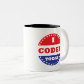 Ich habe heute programmiert zweifarbige tasse (VorderseiteRechts)