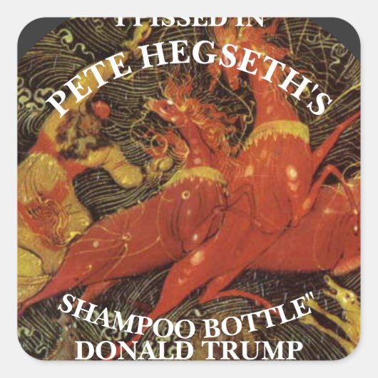 ICH HABE IN PETE HEGSETH SHAMPOO FLASCHENTRUMP GEH QUADRATISCHER AUFKLEBER (Vorderseite)