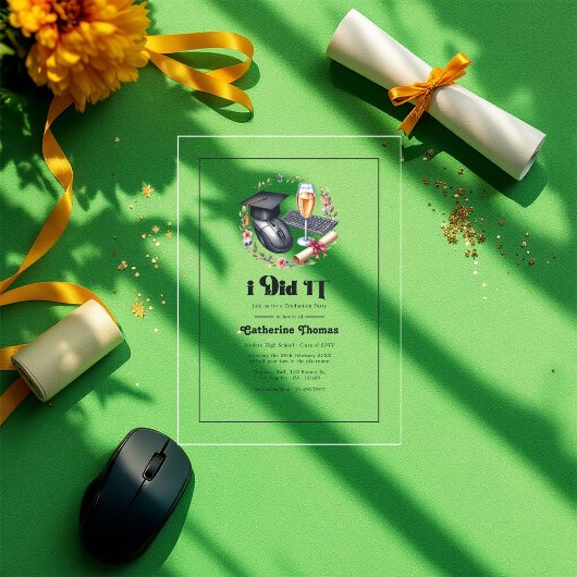 "Ich habe IT gemacht" Moderner Abschluss für Infor Acryleinladungen