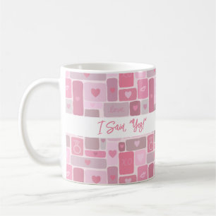 Ich habe Ja gesagt, rosa Verlobungs-Schriftzug mod Kaffeetasse