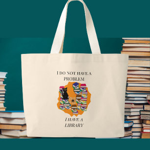 Ich habe kein Problem, ich habe eine Bibliothek Jumbo Stoffbeutel