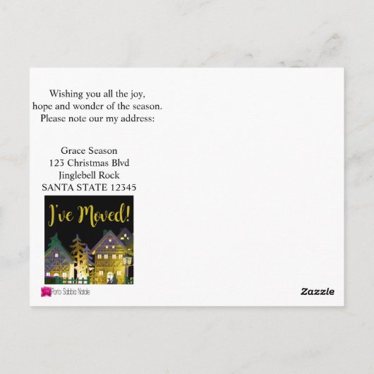 Ich habe leuchtende Weihnachtshäuser verschoben Postkarte (Rückseite)
