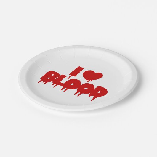 ICH HABE [LIEBE] BLUT PAPPTELLER (Schrägansicht)