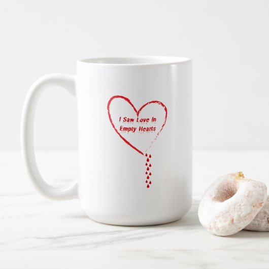 Ich habe Liebe im leeren Herz-Design gesehen 3 Kaffeetasse (Mit Donut)