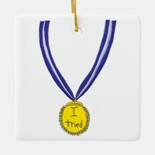 Ich habe Medaille getestet Keramikornament