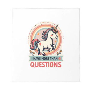 Ich habe mehr als 4 Fragen Vintage Unicorn Retro Notizblock