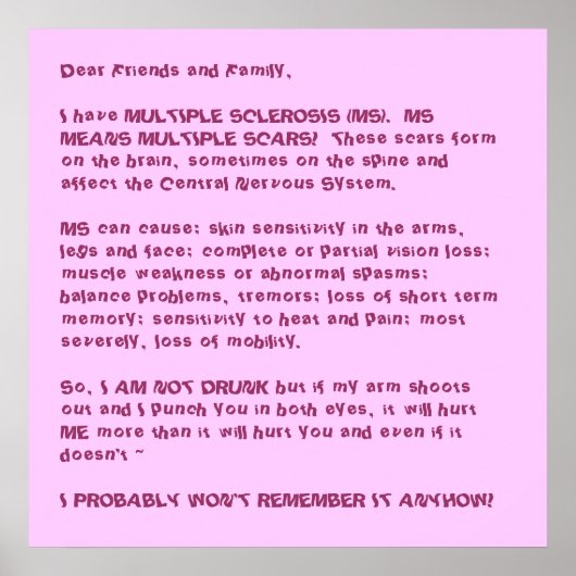 Ich habe MEHRERE SCLEROS... Poster (Vorne)