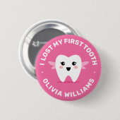 Ich habe mein erstes Zahnfee-Abzeichen in Rosa ver Button (Vorne & Hinten)