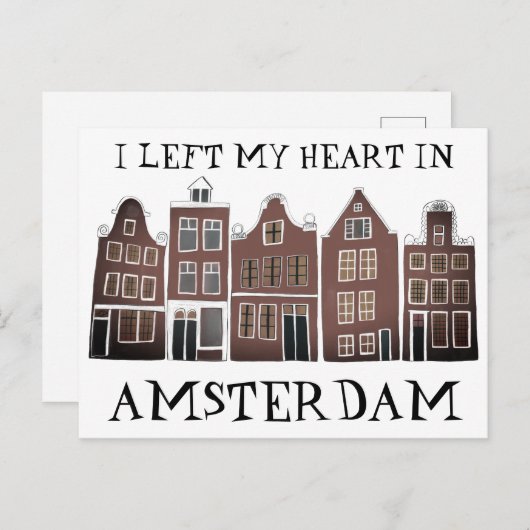 Ich habe mein Herz in Amsterdam Links, Holland Can Postkarte (Vorne/Hinten)