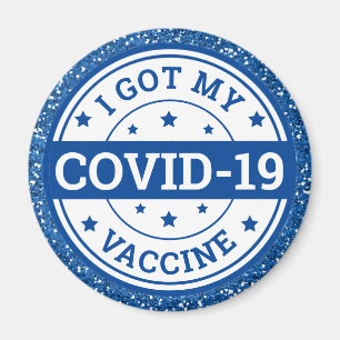 Ich habe meine Covid-19-Impfung Blaue Glitter Magnet