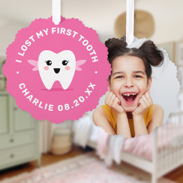 Ich habe meine erste Zahnfee in Rosa verloren Ornament Karte