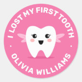 Ich habe meine erste Zahnfee in Rosa verloren Runder Aufkleber (Vorderseite)
