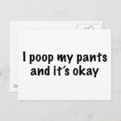 Ich habe meine Pants Gekackt Postkarte (Vorne/Hinten)