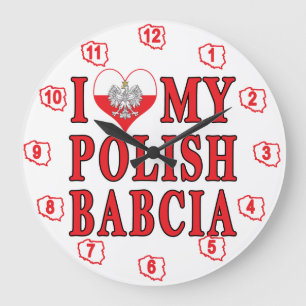 Ich habe meine polnische Babcia gehört Große Wanduhr