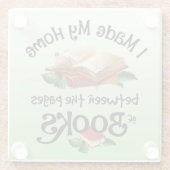 Ich habe meine Zuhause zwischen den Seiten der Büc Glasuntersetzer (Rückseite)