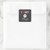 Ich habe meinen Beagle-Hund-Sondertext Liebe Quadratischer Aufkleber (Tasche)