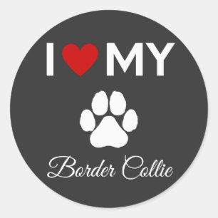 Ich habe meinen Border Collie Hund-Sondertext Lieb Runder Aufkleber