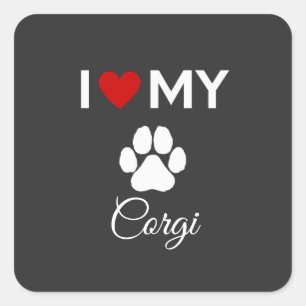 Ich habe meinen Corgi-Hund-Sondertext Liebe Quadratischer Aufkleber