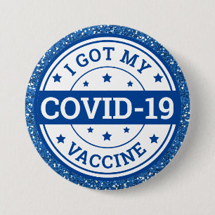Ich habe meinen Covid-19 Impfstoff Blue Glitzer Go Button
