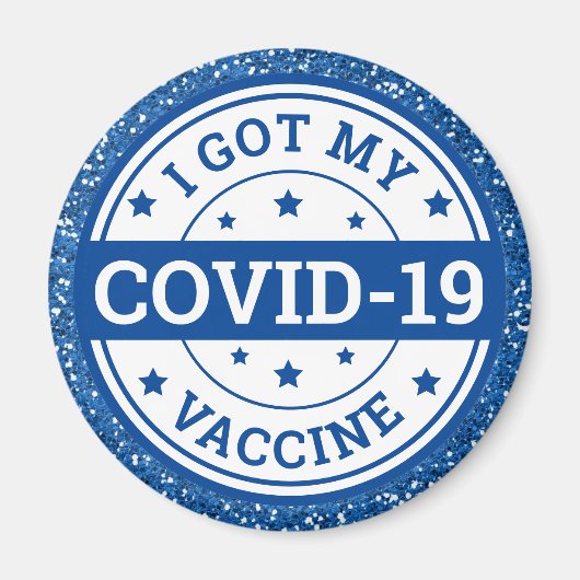 Ich habe meinen Covid-19 Impfstoff Blue Glitzer Go Magnet (Vorne)
