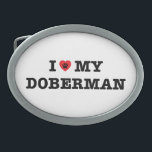 Ich habe meinen Doberman-Gürtelschnalle gehört Ovale Gürtelschnalle<br><div class="desc">Doberman,  Pinscher,  Dobermann,  Dobermann,  Deutsch,  Hund,  Welpe,  Haustier,  Liebhaber,  Liebe,  Herz,  meine,  Mama,  Papa,  Besitzer,  Rasse,  Furry Baby,  Tier,  Deutschland</div>