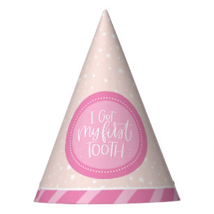 Ich habe meinen ersten Zahn-Party-Sign Peach&Pink- Partyhütchen