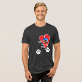 Ich habe meinen Hund hier got! Foto Custom - Dark Tri-Blend Shirt (Vorderseite voll)