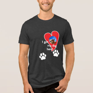 Ich habe meinen Hund hier got! Foto Custom - Dark Tri-Blend Shirt
