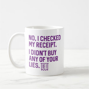 Ich habe meinen Kassenbon überprüft Kaffeetasse