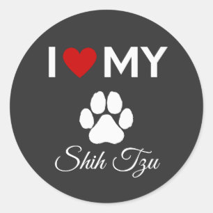 Ich habe meinen Shih Tzu-Hund-Sondertext Liebe Runder Aufkleber